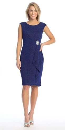 Celavie 6514-S Short Cap Sleeve Dress With Ruffle(Celavie 6514 Short Cap Sleeve Dress With Ruffle) -Dress Promotion Store 6514 SRoyal 1