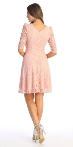Celavie 6530-S Short A-Line Lace Dress With Mid-Length Sleeves(Celavie 6530s Short A Line Lace Dress With Mid Length Sleeves) -Dress Promotion Store 6530 SBack