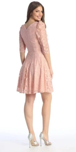 Celavie 6530-S Short A-Line Lace Dress With Mid-Length Sleeves(Celavie 6530s Short A Line Lace Dress With Mid Length Sleeves) -Dress Promotion Store 6530 SBlush3 a42f849c 0ee8 4c3c 850d 876cafa554b8