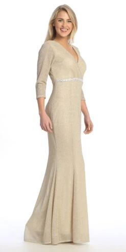 Celavie 6532-L Long Fitted Sheath Glitter Knit Dress V-Neckline(Celavie 6532 L Long Fitted Sheath Glitter Knit Dress V Neckline) -Dress Promotion Store 6532 LChampRight