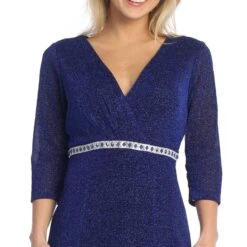 Celavie 6532-L Long Fitted Sheath Glitter Knit Dress V-Neckline(Celavie 6532 L Long Fitted Sheath Glitter Knit Dress V Neckline) -Dress Promotion Store 6532 LRoyalDetail
