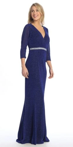 Celavie 6532-L Long Fitted Sheath Glitter Knit Dress V-Neckline(Celavie 6532 L Long Fitted Sheath Glitter Knit Dress V Neckline) -Dress Promotion Store 6532 LRoyalRight
