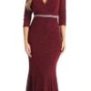 Celavie 6532-L Long Fitted Sheath Glitter Knit Dress V-Neckline(Celavie 6532 L Long Fitted Sheath Glitter Knit Dress V Neckline) -Dress Promotion Store 6532 L celavie burgundy