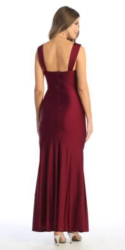 Celavie 6540-L Long Column Gown Ruched Bodice With Slit(Celavie 6540l Long Column Gown Ruched Bodice With Slit) -Dress Promotion Store 6540 LBack