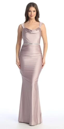Celavie 6546-L Long Mermaid Ruched Sleeveless Dress(Celavie 6546 Long Mermaid Ruched Sleeveless Dress)
