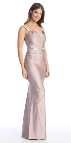 Celavie 6546-L Long Mermaid Ruched Sleeveless Dress(Celavie 6546 Long Mermaid Ruched Sleeveless Dress) -Dress Promotion Store 6546 LMocha1