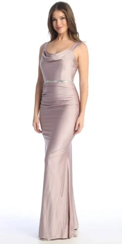Celavie 6546-L Long Mermaid Ruched Sleeveless Dress(Celavie 6546 Long Mermaid Ruched Sleeveless Dress) -Dress Promotion Store 6546 LMocha2