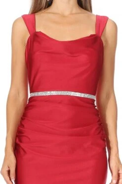 Celavie 6546-L Long Mermaid Ruched Sleeveless Dress(Celavie 6546 Long Mermaid Ruched Sleeveless Dress) -Dress Promotion Store 6546 RED D 3