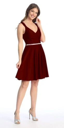 Celavie 6547-S Short V-Neckline Evening A-Line Dress(Celavie 6547 S Short V Neckline Evening A Line Dress) -Dress Promotion Store 6547 S burgundy 58bb910c 5691 4246 ab04 33eb95934341