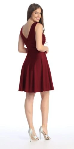 Celavie 6547-S Short V-Neckline Evening A-Line Dress(Celavie 6547 S Short V Neckline Evening A Line Dress) -Dress Promotion Store 6547 S burgundy back 14c64f43 9f81 455a 824e a5be86ea091d