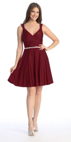 Celavie 6547-S Short V-Neckline Evening A-Line Dress(Celavie 6547 S Short V Neckline Evening A Line Dress) -Dress Promotion Store 6547 S burgundy front 36172d65 3257 4bda a01c 44f8cc8c099d