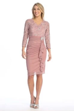 Celavie 6549-S Dress Short Long Sleeve Cocktail Dress(Celavie 6549 S Dress Short Long Sleeve Cocktail Dress)