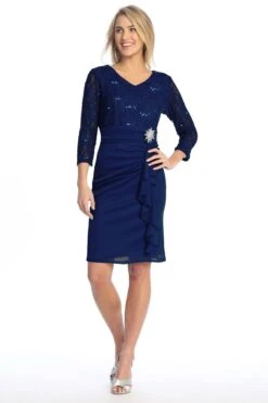 Celavie 6549-S Dress Short Long Sleeve Cocktail Dress(Celavie 6549 S Dress Short Long Sleeve Cocktail Dress) 27 Celavie 6549-S Dress Short Long Sleeve Cocktail Dress(Celavie 6549 S Dress Short Long Sleeve Cocktail Dress) -Dress Promotion Store 6549 SNavy