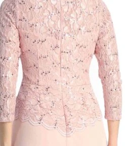 Celavie 6550-L Full Length Long Sleeve Evening Gown Lace Top High Neck(Celavie 6550 L Full Length Long Sleeve Evening Gown Lace Top High Neck) -Dress Promotion Store 6550 LBlushDB