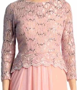 Celavie 6550-L Full Length Long Sleeve Evening Gown Lace Top High Neck(Celavie 6550 L Full Length Long Sleeve Evening Gown Lace Top High Neck) -Dress Promotion Store 6550 LMauveD