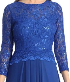 Celavie 6550-L Full Length Long Sleeve Evening Gown Lace Top High Neck(Celavie 6550 L Full Length Long Sleeve Evening Gown Lace Top High Neck) -Dress Promotion Store 6550 LRoyalD