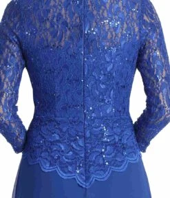 Celavie 6550-L Full Length Long Sleeve Evening Gown Lace Top High Neck(Celavie 6550 L Full Length Long Sleeve Evening Gown Lace Top High Neck) -Dress Promotion Store 6550 LRoyalDB