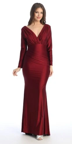 Celavie 6551-L Fitted Mermaid Ruched Long Sleeve Dress(Celavie 6551l Fitted Mermaid Ruched Long Sleeve Dress) 37 Celavie 6551-L Fitted Mermaid Ruched Long Sleeve Dress(Celavie 6551l Fitted Mermaid Ruched Long Sleeve Dress) -Dress Promotion Store 6551 LBurg