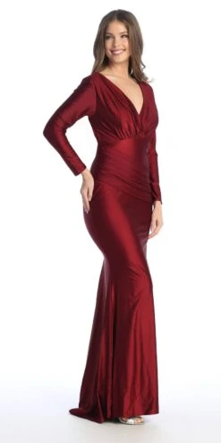 Celavie 6551-L Fitted Mermaid Ruched Long Sleeve Dress(Celavie 6551l Fitted Mermaid Ruched Long Sleeve Dress) 41 Celavie 6551-L Fitted Mermaid Ruched Long Sleeve Dress(Celavie 6551l Fitted Mermaid Ruched Long Sleeve Dress) -Dress Promotion Store 6551 LBurg1