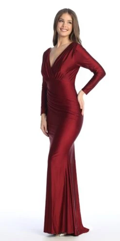 Celavie 6551-L Fitted Mermaid Ruched Long Sleeve Dress(Celavie 6551l Fitted Mermaid Ruched Long Sleeve Dress) 40 Celavie 6551-L Fitted Mermaid Ruched Long Sleeve Dress(Celavie 6551l Fitted Mermaid Ruched Long Sleeve Dress) -Dress Promotion Store 6551 LBurg2