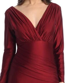 Celavie 6551-L Fitted Mermaid Ruched Long Sleeve Dress(Celavie 6551l Fitted Mermaid Ruched Long Sleeve Dress) 39 Celavie 6551-L Fitted Mermaid Ruched Long Sleeve Dress(Celavie 6551l Fitted Mermaid Ruched Long Sleeve Dress) -Dress Promotion Store 6551 LBurgD