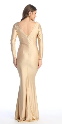 Celavie 6551-L Fitted Mermaid Ruched Long Sleeve Dress(Celavie 6551l Fitted Mermaid Ruched Long Sleeve Dress) 31 Celavie 6551-L Fitted Mermaid Ruched Long Sleeve Dress(Celavie 6551l Fitted Mermaid Ruched Long Sleeve Dress) -Dress Promotion Store 6551 LChampagne3
