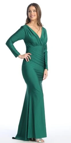 Celavie 6551-L Fitted Mermaid Ruched Long Sleeve Dress(Celavie 6551l Fitted Mermaid Ruched Long Sleeve Dress) 25 Celavie 6551-L Fitted Mermaid Ruched Long Sleeve Dress(Celavie 6551l Fitted Mermaid Ruched Long Sleeve Dress) -Dress Promotion Store 6551 LHunterGreen1