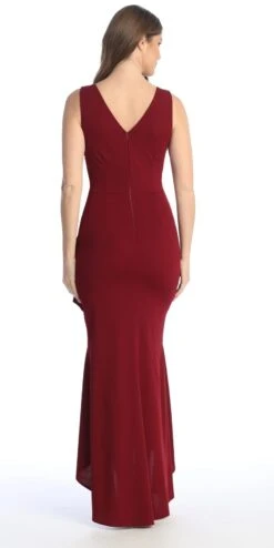 Celavie 6554-L Long Fitted Sleeveless Dress Ruffled Slit(Celavie 6554 L Long Fitted Sleeveless Dress Ruffled Slit) -Dress Promotion Store 6554 LBug3