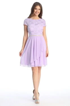 Celavie 6562-S Dress Cap Sleeve A-Line Knee Length Dress(Celavie 6562 S Dress Cap Sleeve A Line Knee Length Dress) -Dress Promotion Store 6562 S celavie lilac