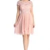 Celavie 6562-S Dress Cap Sleeve A-Line Knee Length Dress(Celavie 6562 S Dress Cap Sleeve A Line Knee Length Dress) -Dress Promotion Store 6562 SBlush