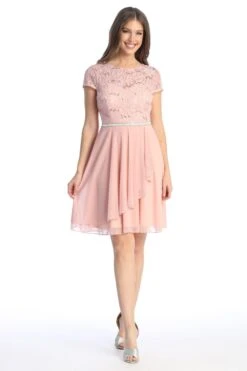 Celavie 6562-S Dress Cap Sleeve A-Line Knee Length Dress(Celavie 6562 S Dress Cap Sleeve A Line Knee Length Dress)