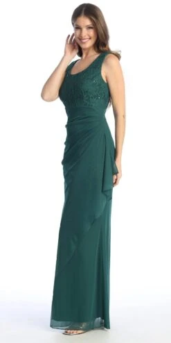 Celavie 6570-L Full Length Chiffon Lace Bodice Evening Dress With Bolero Jacket(Celavie 6570 L Full Length Chiffon Lace Bodice Evening Dress With Bolero Jacket) -Dress Promotion Store 6570 LHGreen5