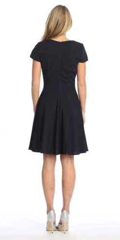 Celavie 6576-S Short A-Line Dress With Short Sleeves(Celavie 6576 Short A Line Dress With Short Sleeves) -Dress Promotion Store 6576 SNavyBack