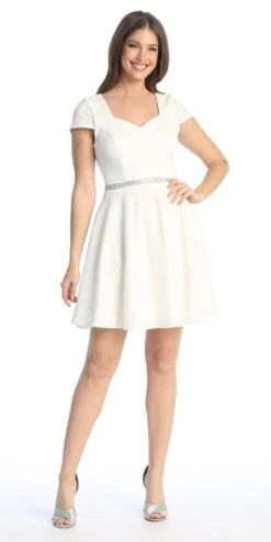 Celavie 6576-S Short A-Line Dress With Short Sleeves(Celavie 6576 Short A Line Dress With Short Sleeves)