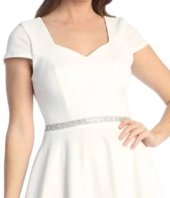 Celavie 6576-S Short A-Line Dress With Short Sleeves(Celavie 6576 Short A Line Dress With Short Sleeves) -Dress Promotion Store 6576 SOffWhiteD