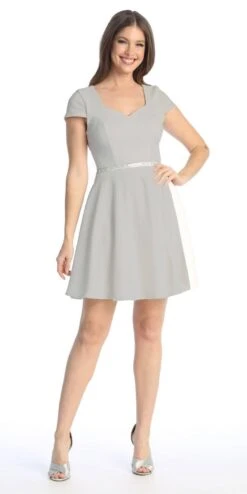 Celavie 6576-S Short A-Line Dress With Short Sleeves(Celavie 6576 Short A Line Dress With Short Sleeves) -Dress Promotion Store 6576 SSilver