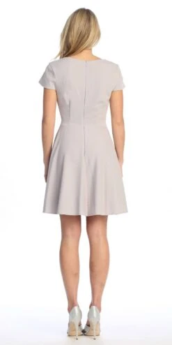 Celavie 6576-S Short A-Line Dress With Short Sleeves(Celavie 6576 Short A Line Dress With Short Sleeves) -Dress Promotion Store 6576 SSilverBack