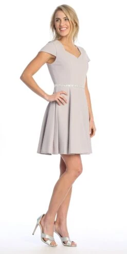 Celavie 6576-S Short A-Line Dress With Short Sleeves(Celavie 6576 Short A Line Dress With Short Sleeves) -Dress Promotion Store 6576 SSilverRight