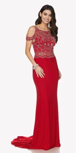Juliet 660 Cold Shoulder Gown With V-Shape Open Back And Train(Red Cold Shoulder Evening Gown With V Shape Open Back And Train) -Dress Promotion Store 660 juliet red fd71a8d7 71de 4c65 b313 e5d75c0c0bc2