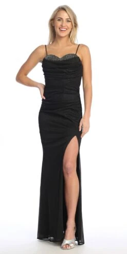 Celavie 6603-L Long Sweetheart Fitted Pleated Cowl Neck Glitter Gown(Celavie 6603 L Long Sweetheart Fitted Pleated Cowl Neck Glitter Gown) 17 Celavie 6603-L Long Sweetheart Fitted Pleated Cowl Neck Glitter Gown(Celavie 6603 L Long Sweetheart Fitted Pleated Cowl Neck Glitter Gown) -Dress Promotion Store 6603 LBlack