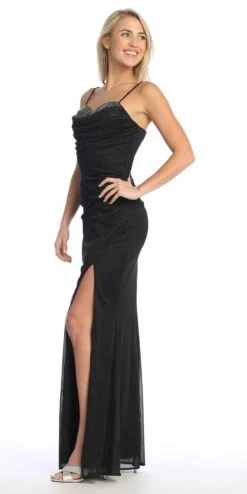 Celavie 6603-L Long Sweetheart Fitted Pleated Cowl Neck Glitter Gown(Celavie 6603 L Long Sweetheart Fitted Pleated Cowl Neck Glitter Gown) 20 Celavie 6603-L Long Sweetheart Fitted Pleated Cowl Neck Glitter Gown(Celavie 6603 L Long Sweetheart Fitted Pleated Cowl Neck Glitter Gown) -Dress Promotion Store 6603 LBlackLeft