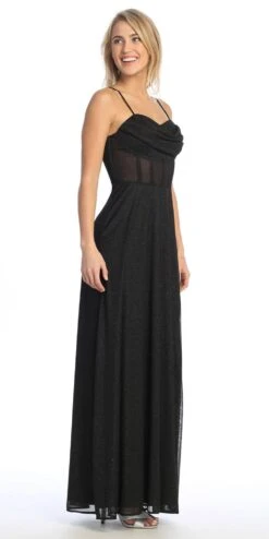 Celavie 6608-L Long A-Line Corset Bodice Cowl Sweetheart Slit Gown(Celavie 6608 L Long A Line Corset Bodice Cowl Sweetheart Slit Gown) -Dress Promotion Store 6608 LBlackRight