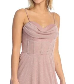 Celavie 6608-L Long A-Line Corset Bodice Cowl Sweetheart Slit Gown(Celavie 6608 L Long A Line Corset Bodice Cowl Sweetheart Slit Gown) -Dress Promotion Store 6608 LMauveDetail