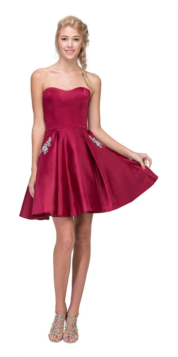 Eureka 6622 Strapless Short A-Line Dress With Pockets(Navy Blue Strapless Homecoming Short Dress With Pockets) 12 Eureka 6622 Strapless Short A-Line Dress With Pockets(Navy Blue Strapless Homecoming Short Dress With Pockets) - Image 10
