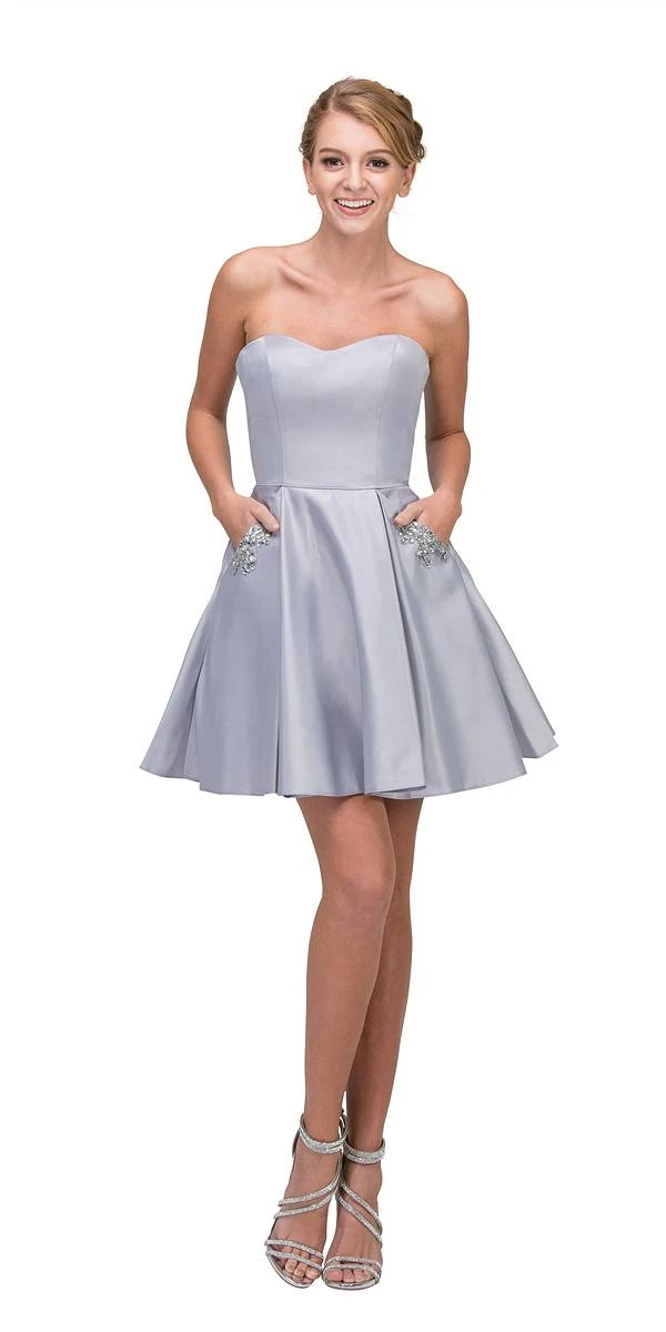 Eureka 6622 Strapless Short A-Line Dress With Pockets(Navy Blue Strapless Homecoming Short Dress With Pockets) 9 Eureka 6622 Strapless Short A-Line Dress With Pockets(Navy Blue Strapless Homecoming Short Dress With Pockets) - Image 7