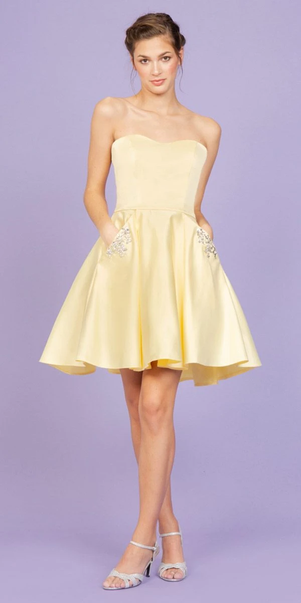 Eureka 6622 Strapless Short A-Line Dress With Pockets(Navy Blue Strapless Homecoming Short Dress With Pockets) 15 Eureka 6622 Strapless Short A-Line Dress With Pockets(Navy Blue Strapless Homecoming Short Dress With Pockets) - Image 13