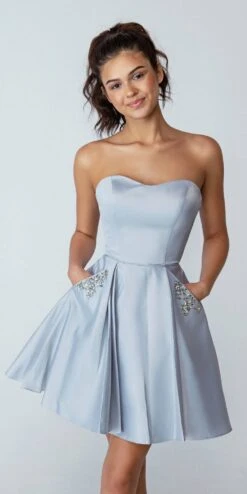 Eureka 6622 Strapless Short A-Line Dress With Pockets(Navy Blue Strapless Homecoming Short Dress With Pockets) 21 Eureka 6622 Strapless Short A-Line Dress With Pockets(Navy Blue Strapless Homecoming Short Dress With Pockets) -Dress Promotion Store 6622Silver 1