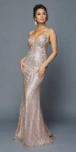 Juliet 681 Long Sequin Prom Dress With Strappy Back(Burgundy Long Sequin Prom Dress With Strappy Back) -Dress Promotion Store 681 juliet mauve