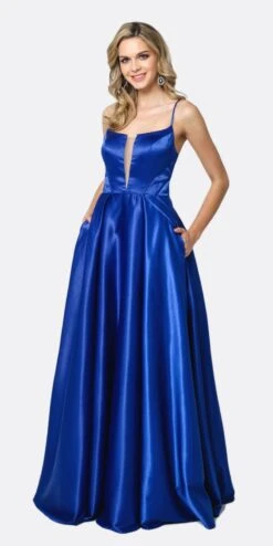 Juliet 687 Long Shiny Satin A-line Prom Gown With Pockets(Long Shiny Satin A Line Prom Gown Royal Blue With Pockets) -Dress Promotion Store 687 juliet royal blue 1706330b f6e8 4341 95fd c7bbf697c30c