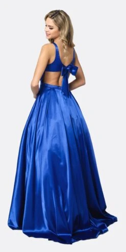 Juliet 691 Floor Length Dress A-Line Cut-Out Bow Back(Floor Length Blush Prom Dress A Line Cut Out Bow Back) -Dress Promotion Store 691 juliet royal blue back 9425f581 85d3 4e6e b68d 9099e6643df5